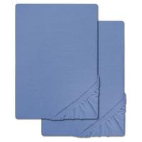 Paquete doble de sábanas bajeras CloudComfort Basic jersey stretch azul 90 x 190 - 100 x 200 cm (2 piezas)