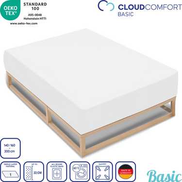 Paquete doble de sábanas bajeras CloudComfort Basic jersey stretch blanco 140 x 190 - 160 x 200 cm (2 piezas)