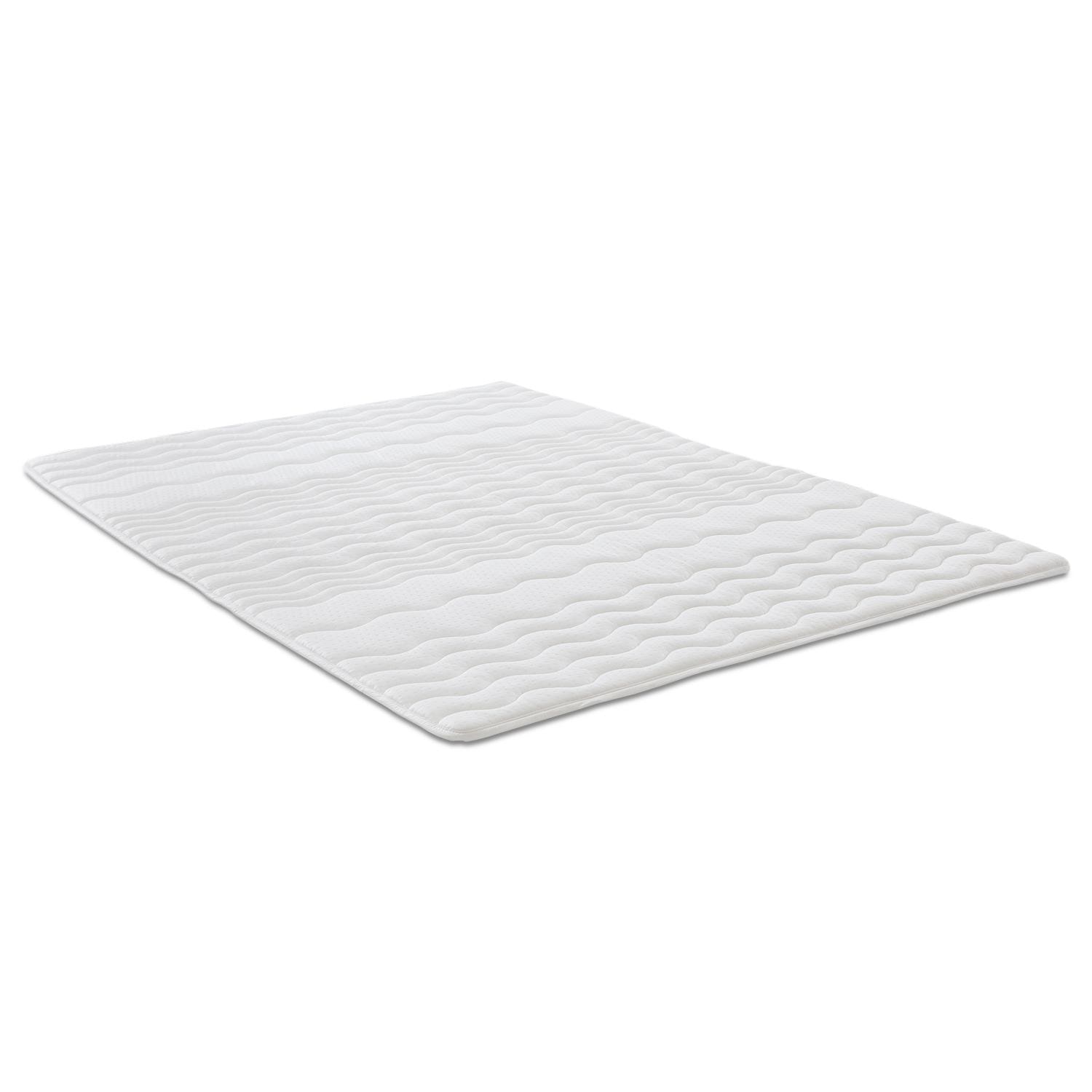 Topper de espuma de confort de 2,5 cm Sleezzz® Basic 80 x 200 cm con acolchado ondulado de 7 zonas y gomas en las esquinas Topper de espuma de confort de 2,5 cm Sleezzz® Basic 80 x 200 cm con acolchado ondulado de 7 zonas y gomas en las esquinas