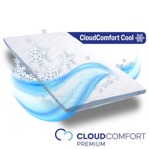 Topper de espuma fría CloudComfort Cool 180 x 200 cm H2/H3, altura 7 cm, nivel de firmeza H2/H3, topper de 7 zonas con cara de verano e invierno