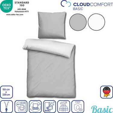 CloudComfort Basic ropa de cama reversible gris claro/blanco 155 x 220 + 80 x 80 cm