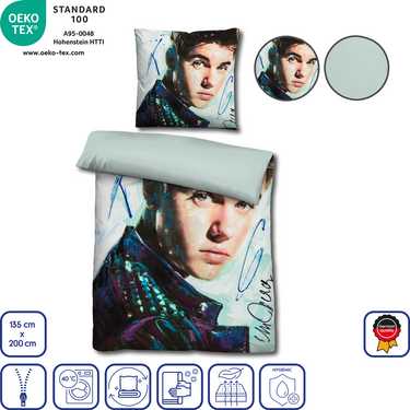 Ropa de cama reversible de microfibra Castell Justin Bieber de Sid Maurer 155 x 220 + 80 x 80 cm