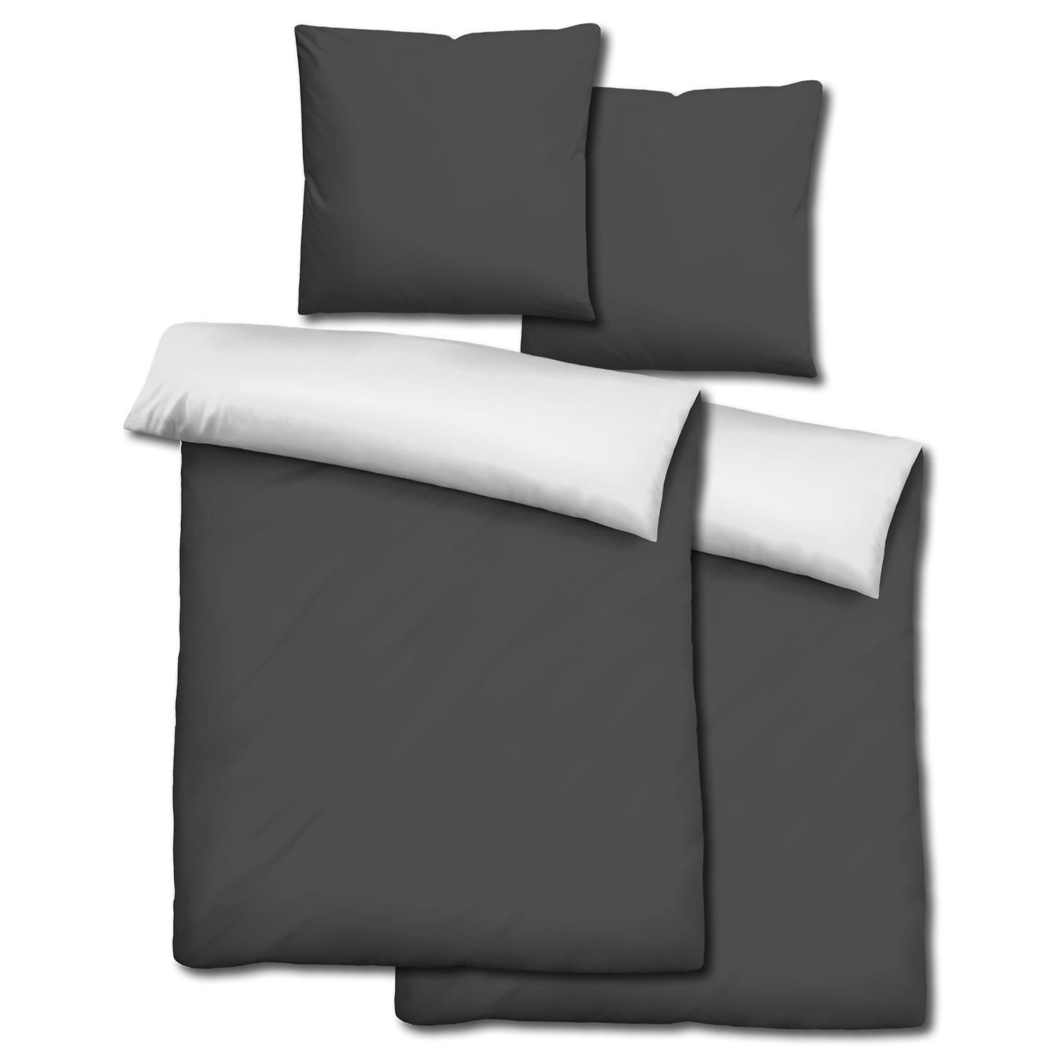 Paquete doble de ropa de cama reversible CloudComfort Basic blanco/negro 135 x 200 + 80 x 80 cm