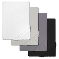 Pack económico 4 colores CloudComfort Basic sábana bajera jersey stretch blanco/gris plata/gris oscuro/negro 140 x 190 - 160 x 200 cm (4 piezas)