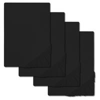 Juego de 4 sábanas bajeras CloudComfort Basic jersey stretch negro 90 x 190 - 100 x 200 cm (4 piezas)