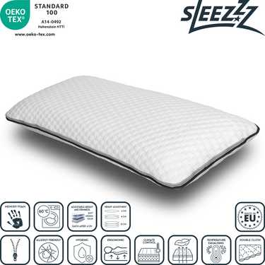 2 x Cojín Sleezzz Smart regulable en altura y firmeza 33 x 75 cm