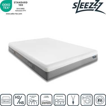 Colchón viscoelástico Sleezzz Premium 120 x 200 cm, altura 20 cm, nivel de firmeza H2/H3, con asas reversibles + almohada con efecto refrescante Sleezzz® Cool gratis