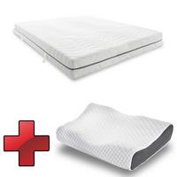 Colchón viscoelástico de 7 zonas Sleezzz Smart 120 x 200 cm, altura 18 cm, nivel de firmeza H3 con espuma viscoelástica con memoria de aire + almohada ortopédica Sleezzz Premium con efecto gel para el cuello 32 x 60 cm