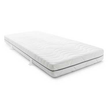 Colchón viscoelástico de 7 zonas Sleezzz Smart 90 x 200 cm, altura 18 cm, nivel de firmeza H3 con espuma viscoelástica con memoria de aire + almohada de microfibra CloudComfort Basic 80 x 80 cm