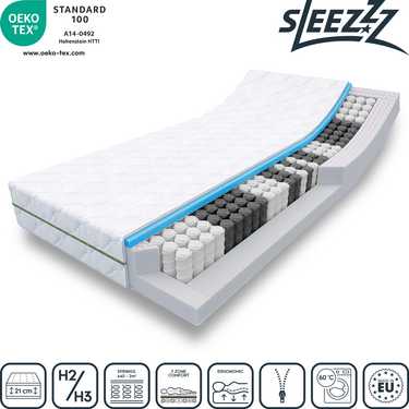 Colchón de 7 zonas con núcleo de muelles ensacados Sleezzz Smart 90 x 200 cm, altura 21 cm, nivel de firmeza H2/H3