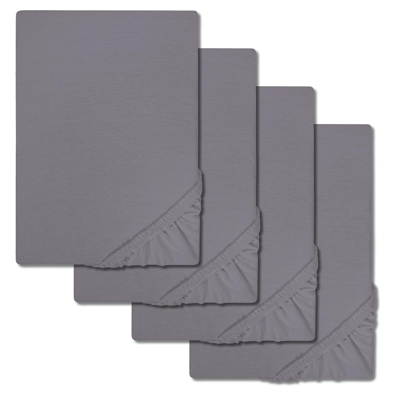 Juego de 4 sábanas bajeras CloudComfort Basic gris oscuro 140 x 190 - 160 x 200 cm