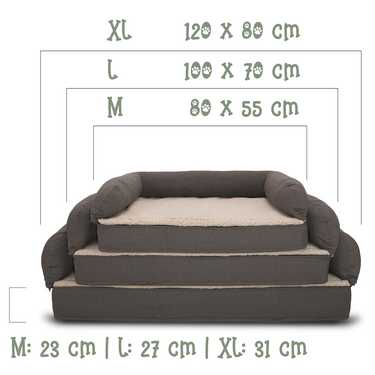 80 x 55 x 23 cm cama ortopédica para perros con respaldo tamaño M