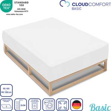 CloudComfort Basic sábana bajera jersey stretch blanco 90 x 190 - 100 x 200 cm