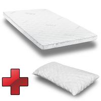 Topper de espuma fría Supportho Premium topper 120 x 200 cm H3, altura 9 cm, grado de dureza H3 con funda antibacteriana CloudComfort Basic almohada de copos de gel 40 x 80 cm