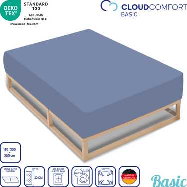 Paquete doble de sábanas bajeras CloudComfort Basic jersey stretch azul 180 x 190 - 200 x 200 cm (2 piezas)