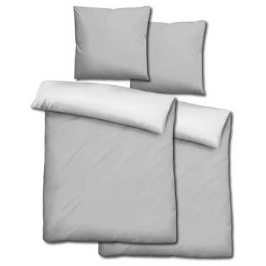 Paquete doble de ropa de cama reversible CloudComfort Basic gris claro/blanco 155 x 220 + 80 x 80 cm