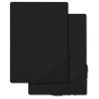 Paquete doble de sábanas bajeras CloudComfort Basic jersey stretch negro 180 x 190 - 200 x 200 cm (2 piezas)