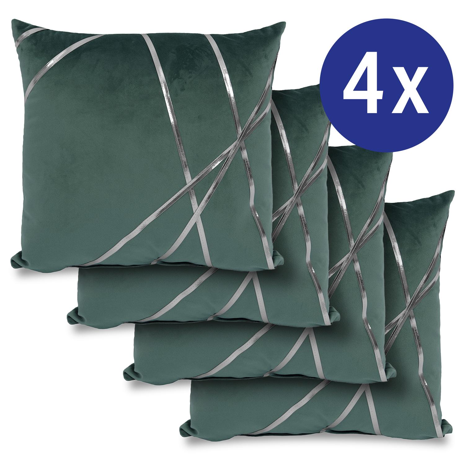 Lote de 4 cojines decorativos verde esmeralda 45 x 45 cm