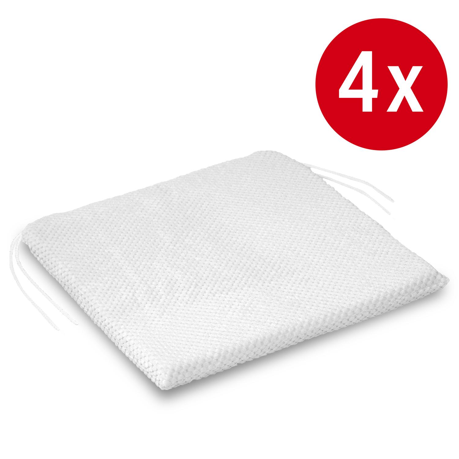 Lote de 4 cojines para silla 37 x 37 cm blanco