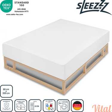 Sleezzz Vital sábana bajera impermeable molleton con acabado plata antibacteriano 80 x 200 cm paquete doble