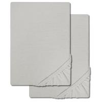 Paquete doble CloudComfort Basic sábana bajera jersey stretch gris plata 120 x 200 cm (2 piezas)