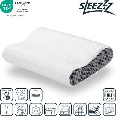 Almohada cervical viscoelástica Sleezzz premium 50 x 32 x 11 cm con funda doble de tela agradable a la piel