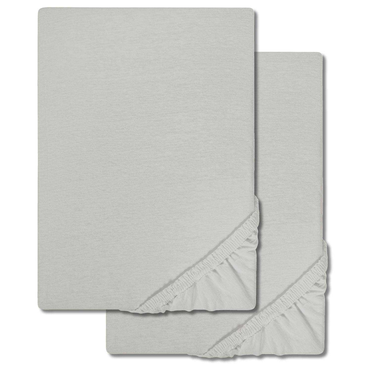 Paquete doble de sábanas bajeras CloudComfort Basic gris plata 90 x 190 - 100 x 200 cm