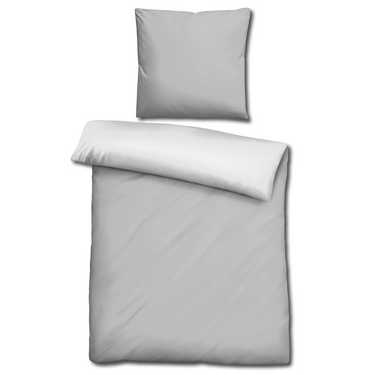 Paquete doble de ropa de cama reversible CloudComfort Basic gris claro/blanco 135 x 200 + 80 x 80 cm