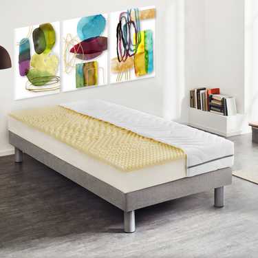 Colchón viscoelástico de 7 zonas Sleezzz Smart 90 x 200 cm, altura 18 cm, nivel de firmeza H3 con espuma viscoelástica con memoria de aire + almohada de microfibra CloudComfort Basic 80 x 80 cm