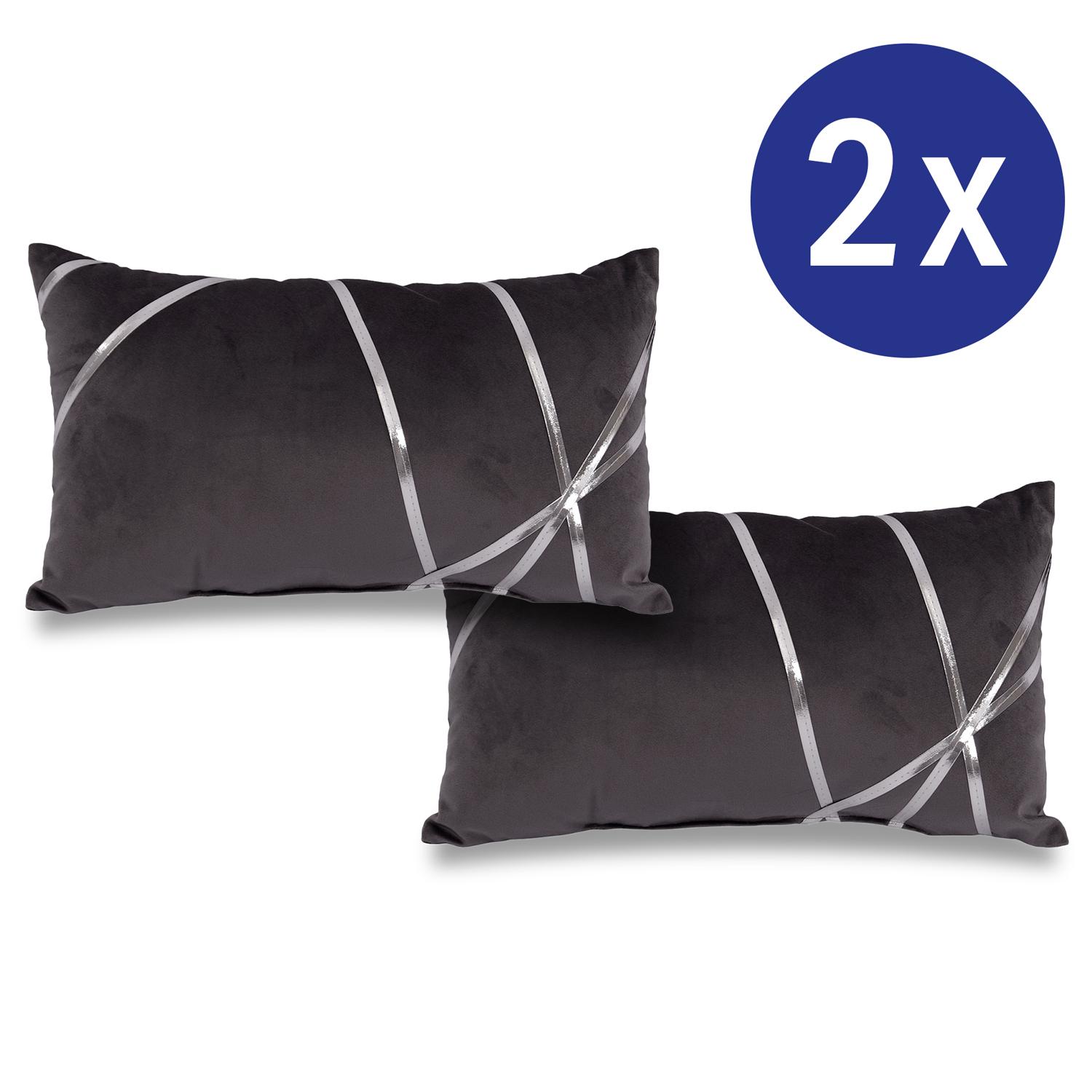 Pack doble de cojines decorativos terciopelo negro 30 x 50 cm