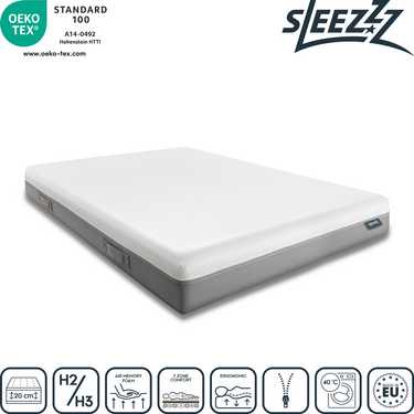 Colchón viscoelástico Sleezzz Premium 140 x 200 cm, altura 20 cm, nivel de firmeza H2/H3, con asas reversibles + almohada con efecto refrescante Sleezzz® Cool