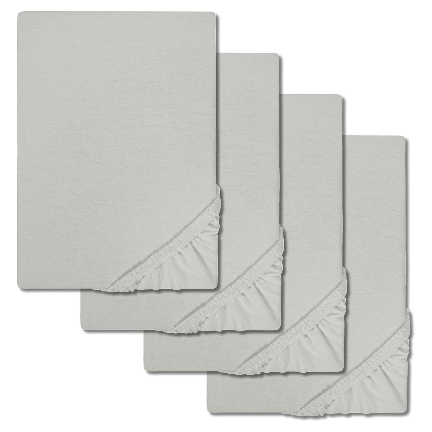 Juego de 4 sábanas bajeras CloudComfort Basic gris plata 120 x 200 cm