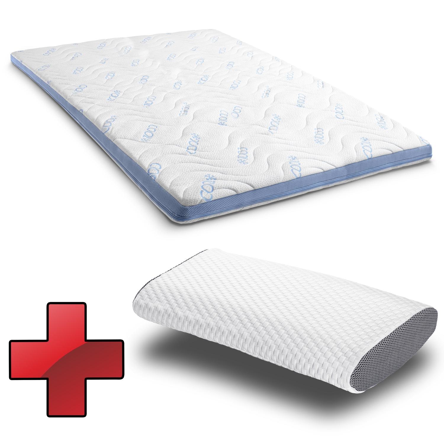 Topper CloudComfort Cool 160 x 200 cm H2/H3 + almohada con efecto refrescante Sleezzz® Cool Topper CloudComfort Cool 160 x 200 cm H2/H3 + almohada con efecto refrescante Sleezzz® Cool